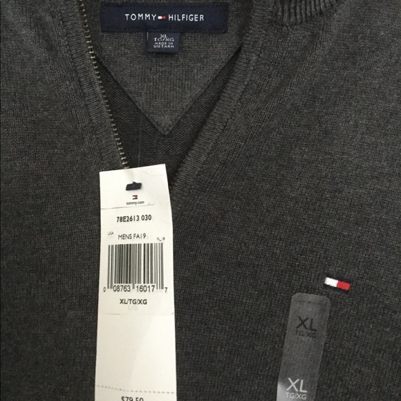 NWT - Tommy Hilfiger XL gray sweater zip front - Picture 1 of 3